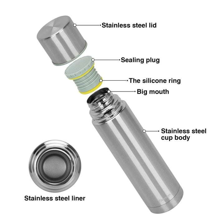 Fissman Double Wall Vacuum Flask - Stainless Steel - 1000 ml