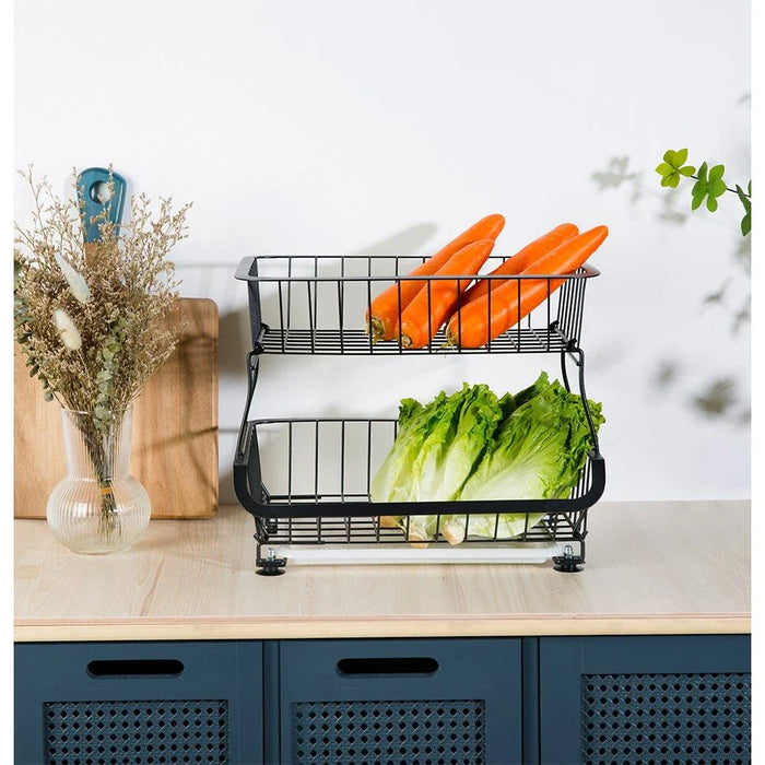 Atticus 2 Tier Iron Storage Cart With Tray Black 41 X 29 X 37 Cm