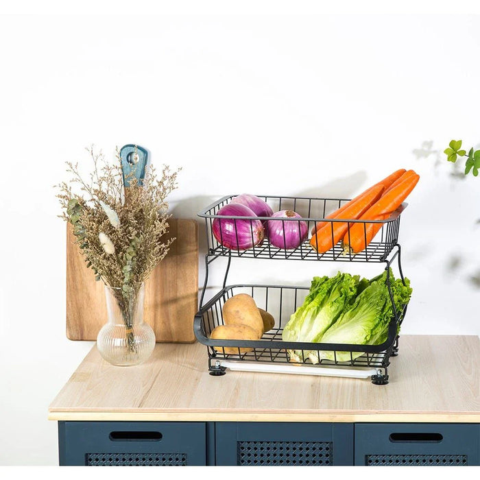 Atticus 2 Tier Iron Storage Cart With Tray Black 41 X 29 X 37 Cm