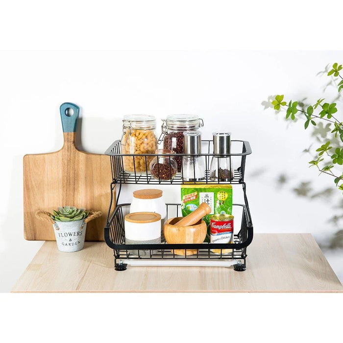 Atticus 2 Tier Iron Storage Cart With Tray Black 41 X 29 X 37 Cm