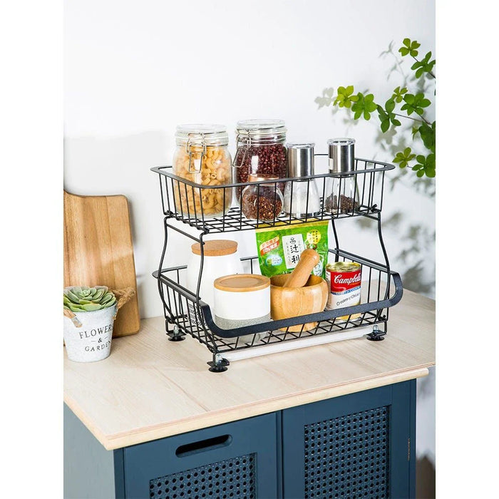Atticus 2 Tier Iron Storage Cart With Tray Black 41 X 29 X 37 Cm