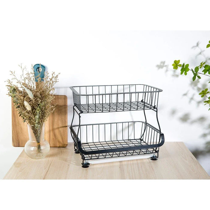 Atticus 2 Tier Iron Storage Cart With Tray Black 41 X 29 X 37 Cm