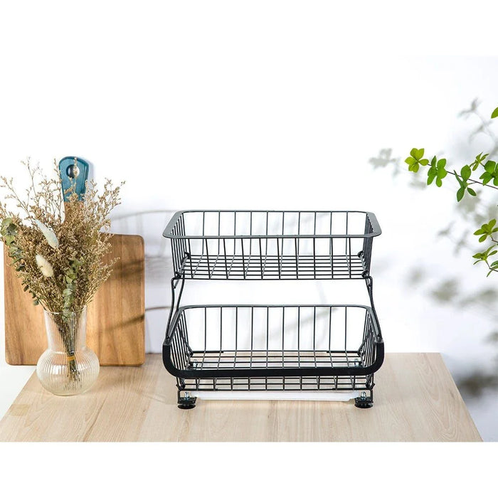 Atticus 2 Tier Iron Storage Cart With Tray Black 41 X 29 X 37 Cm