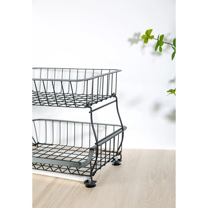 Atticus 2 Tier Iron Storage Cart With Tray Black 41 X 29 X 37 Cm