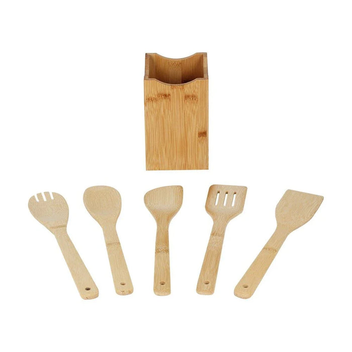 Loretta 6-Piece Bamboo Gadget Set Natural -Holder 10 X10 X16 Hcm,Gadget-30X 6Cm Bk21112-1