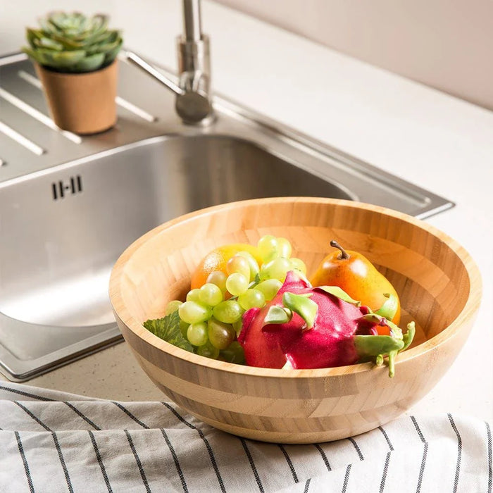Aaron Bamboo Salad Bowl Nature D28 X 10Cm Fy23010