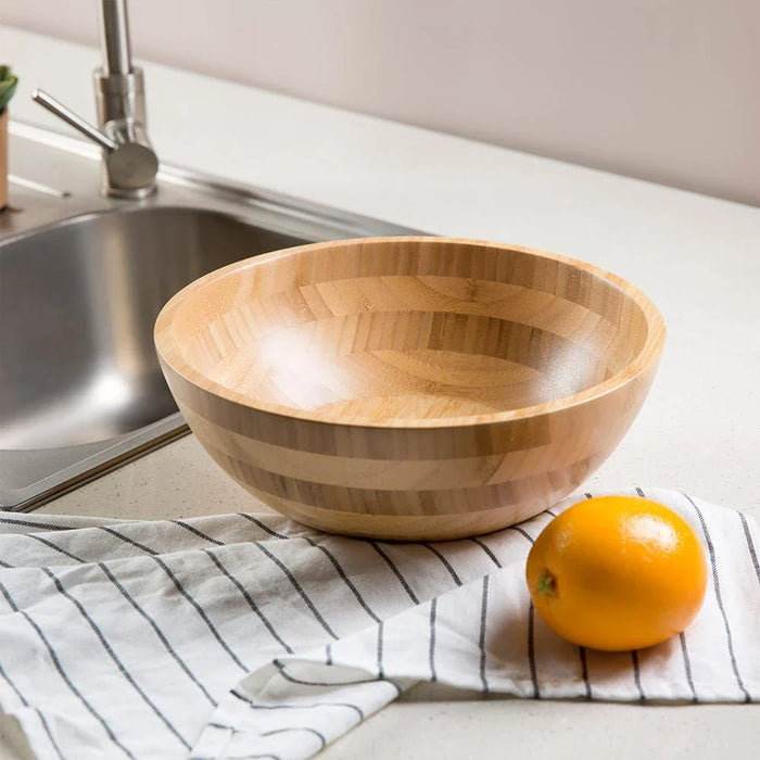 Aaron Bamboo Salad Bowl Nature D28 X 10Cm Fy23010