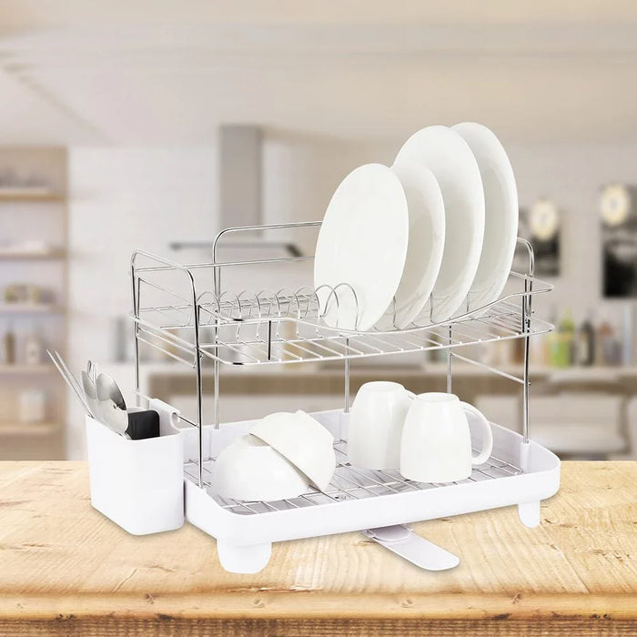 Atticus 2 Tier Stainless Steel Dish Rack Set 58x 32 x 32.5HCM