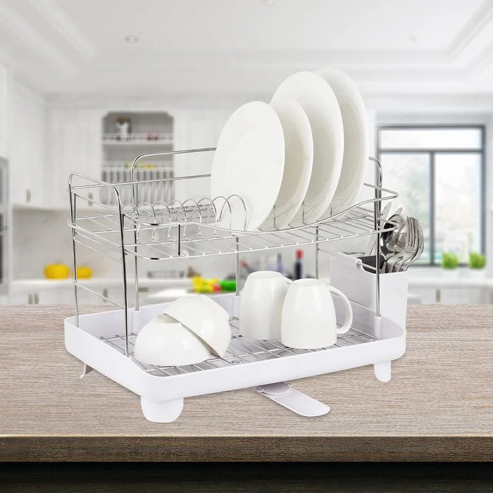 Atticus 2 Tier Stainless Steel Dish Rack Set 58x 32 x 32.5HCM