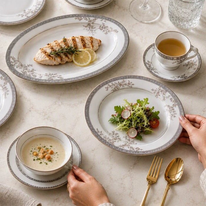 Erika 32-Piece New Bone China Dinner Set -Serve 6