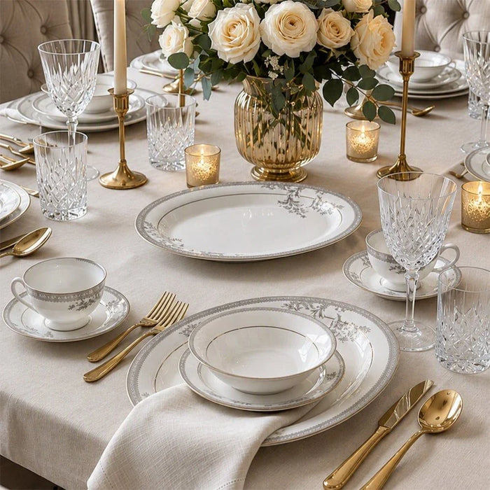 Erika 32-Piece New Bone China Dinner Set -Serve 6