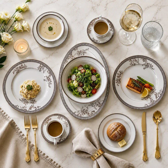 Erika 32-Piece New Bone China Dinner Set -Serve 6