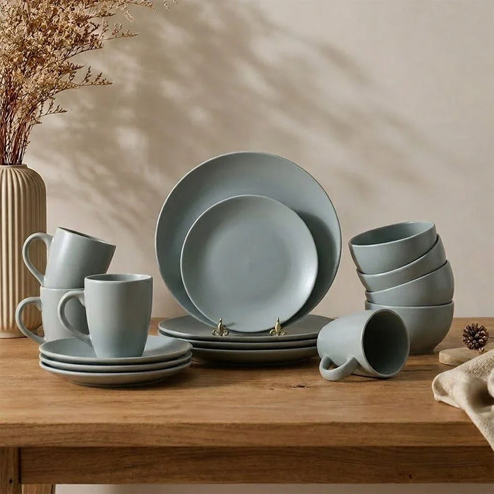 Apollo 16-Pc Color Glazed Stoneware Dinner Set - Grey - Serves 4