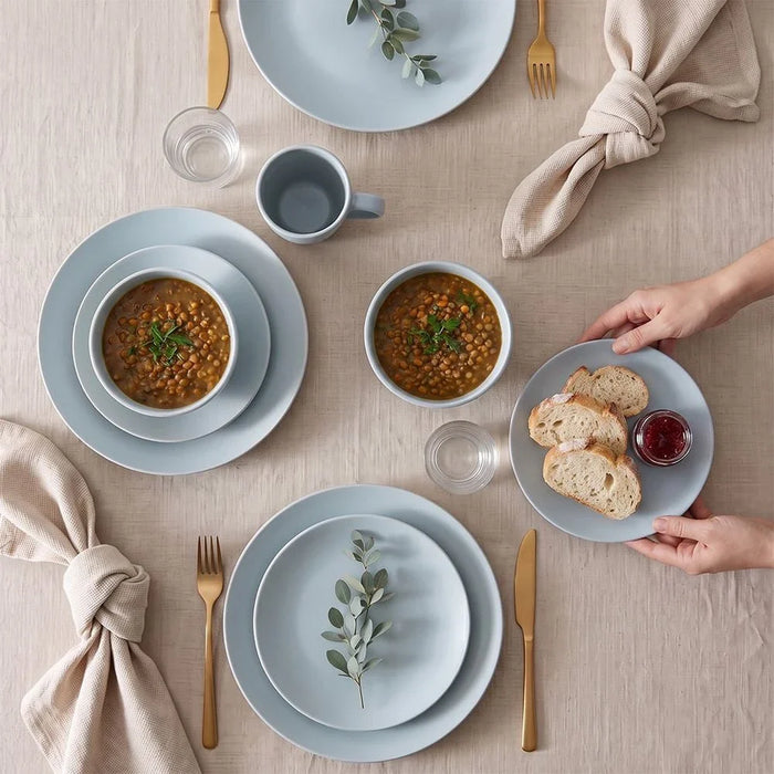 Apollo 16-Pc Color Glazed Stoneware Dinner Set - Grey - Serves 4