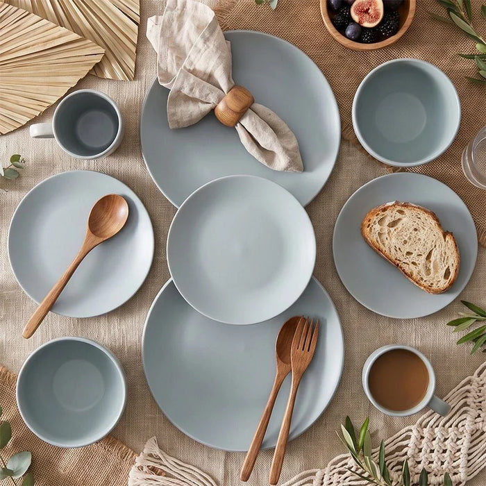 Apollo 16-Pc Color Glazed Stoneware Dinner Set - Grey - Serves 4