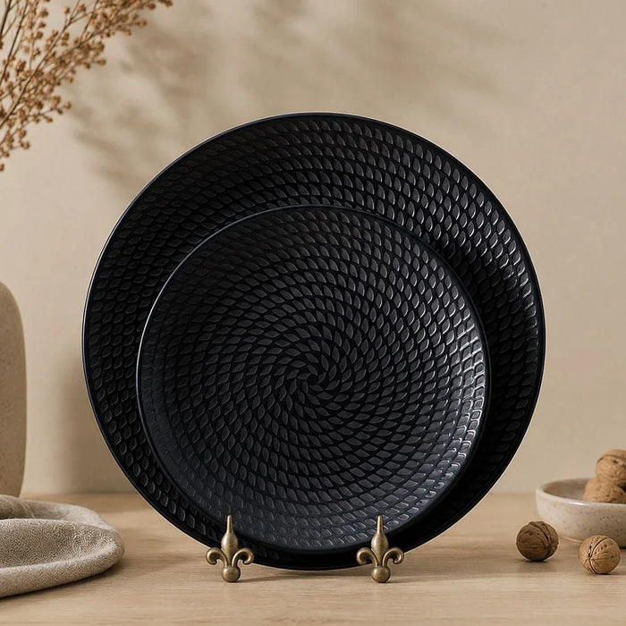 Angelika 18-Pc Stoneware Dinner Set - Black - Serves 4