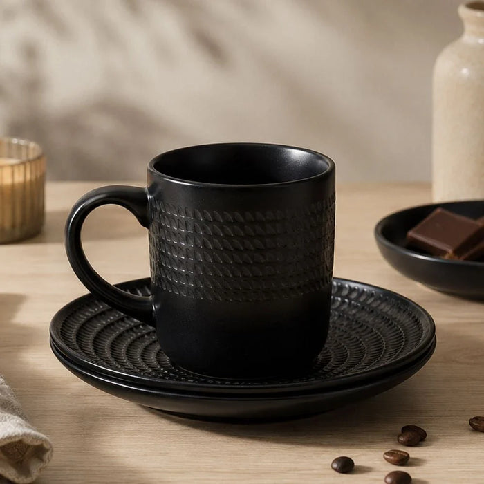 Angelika 18-Pc Stoneware Dinner Set - Black - Serves 4