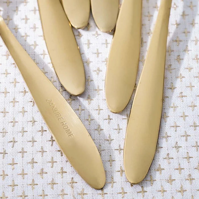 Pvd Lotus 6-Pc Dinner Spoon-Gold-18.6x4 cm