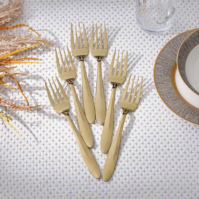 Pvd Lotus 6-Pc Dinner Fork-Gold-18.6x2.8 cm