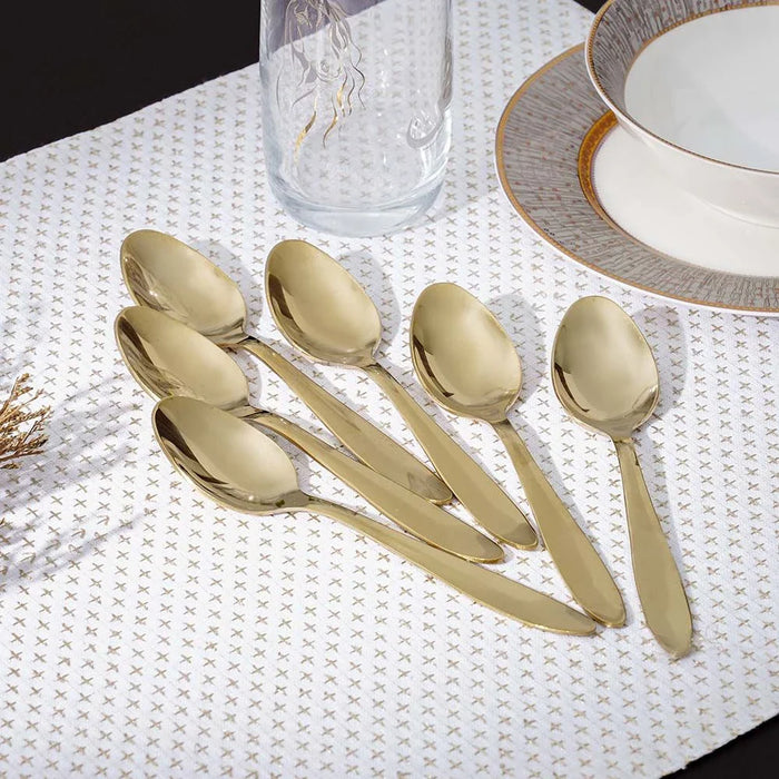 Pvd Lotus 6-Pc Baby Spoon-Gold 16.5x3.5 cm
