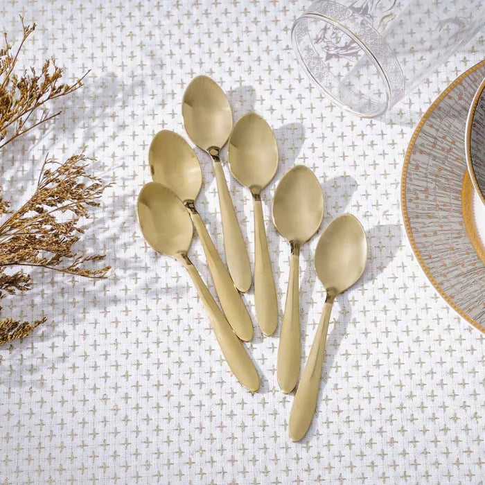 Pvd Lotus 6-Pc Coffee Spoon-Gold-11.8x2.5 cm