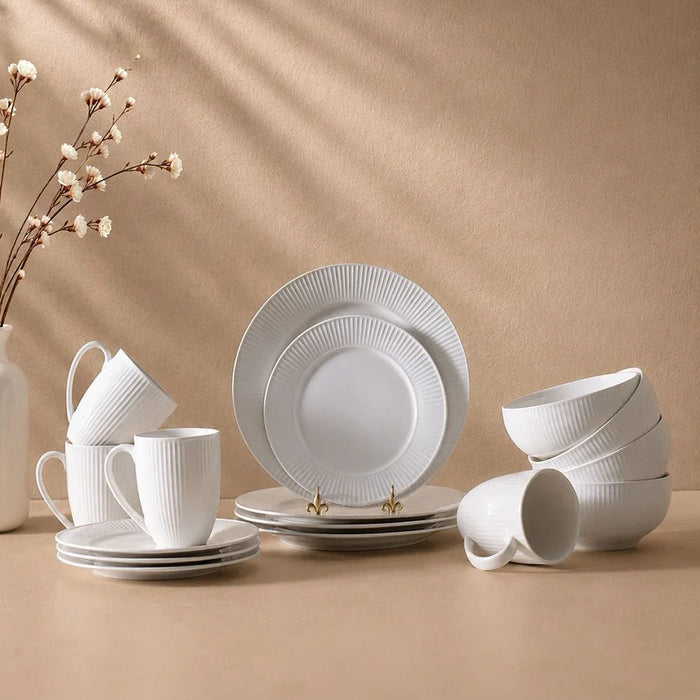 Apollo 16-Pc Embossed New Bone China Dinner Set-Serves 4
