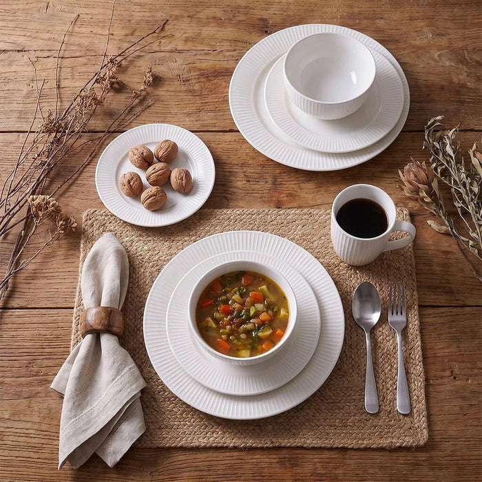 Apollo 16-Pc Embossed New Bone China Dinner Set-Serves 4