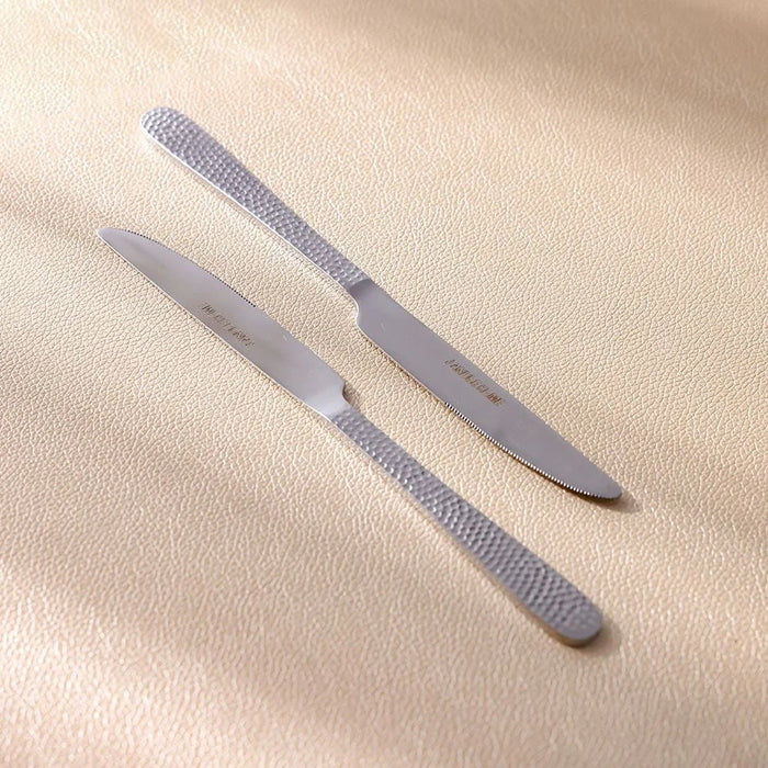 Sitello Hammered 2-Piece Dinner Knife Silver 21.5x1.8CM
