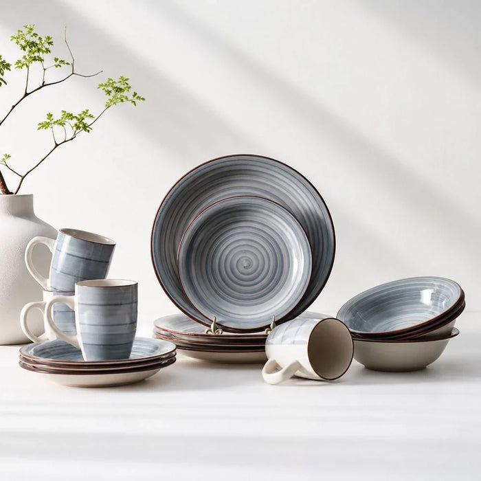 Apollo 16-Piece Hand Painted Stoneware Dinner Set