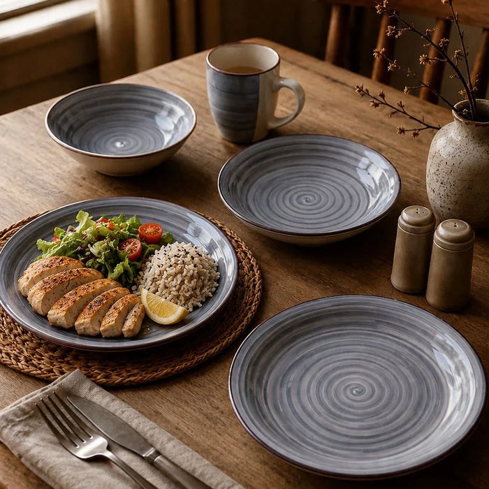 Apollo 16-Piece Hand Painted Stoneware Dinner Set