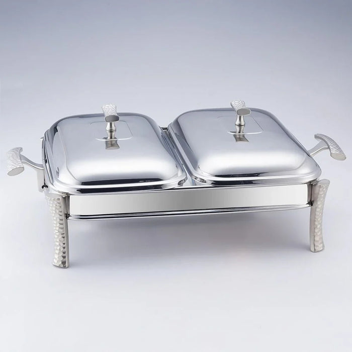 Pristine Stainless Steel 2-Compartment Oval Food Warmer Silver 2x1500ml 51X32X15CM