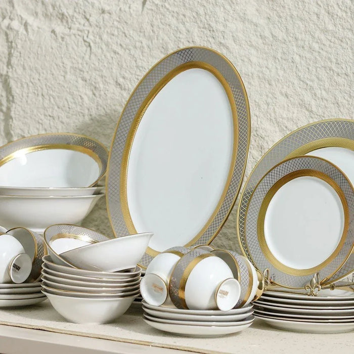 Royal Feast 44-Piece Premium Fine Porcelain Dinner Set-Serve 8