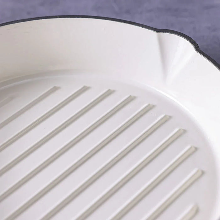 Chef's Delight Cast Iron Round Grill Pan - Beige - D 28 cm