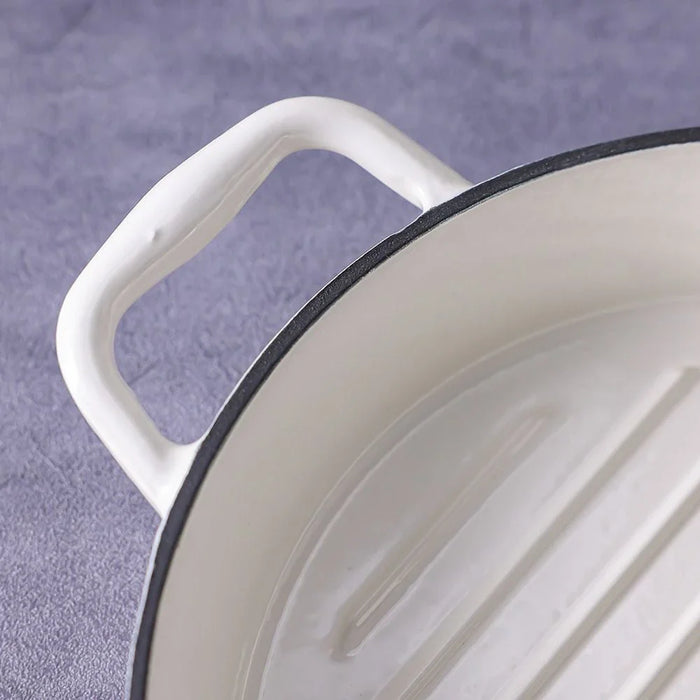 Chef's Delight Cast Iron Round Grill Pan - Beige - D 28 cm