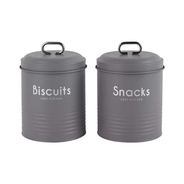 Gravitas 2-Piece Metal Storage Jar Grey -2000Ml