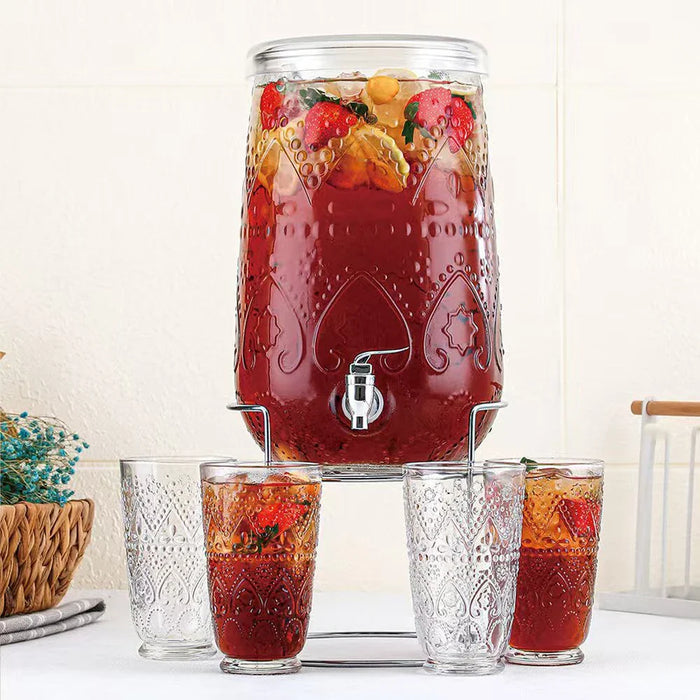 Aresha 5-Piece Glass Dispenser Set 8L/473ML