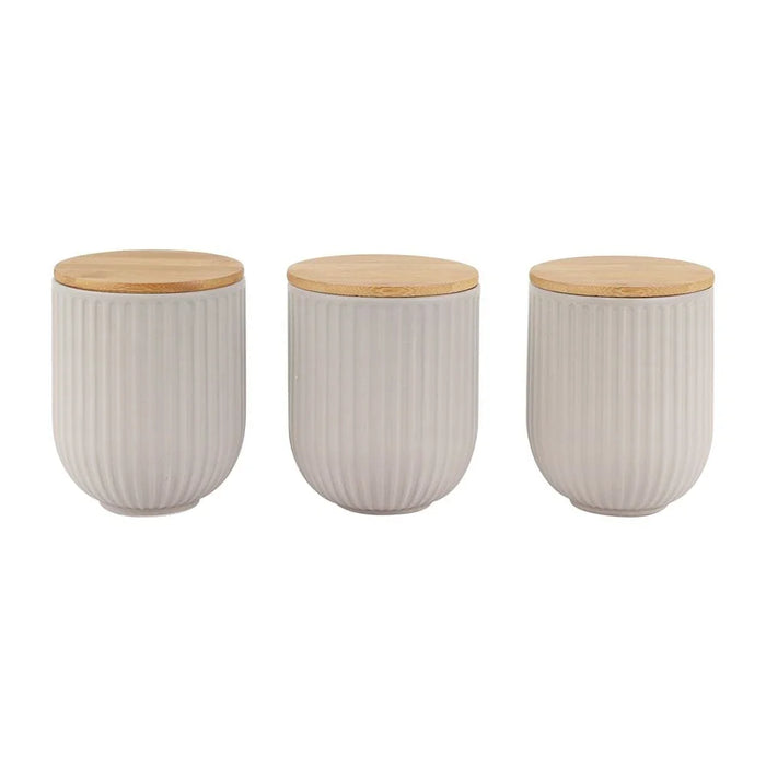 Astra 3-Piece Ceramic Storage Jar Set With Bamboo Lid -750Ml