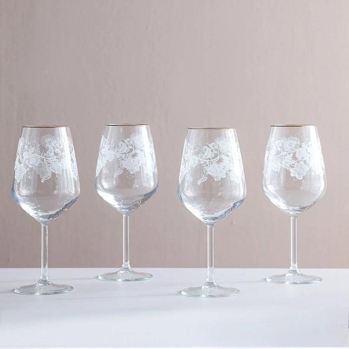 Rakle 4-Piece Real Gold Rim Wine Glass Set - 490 Ml