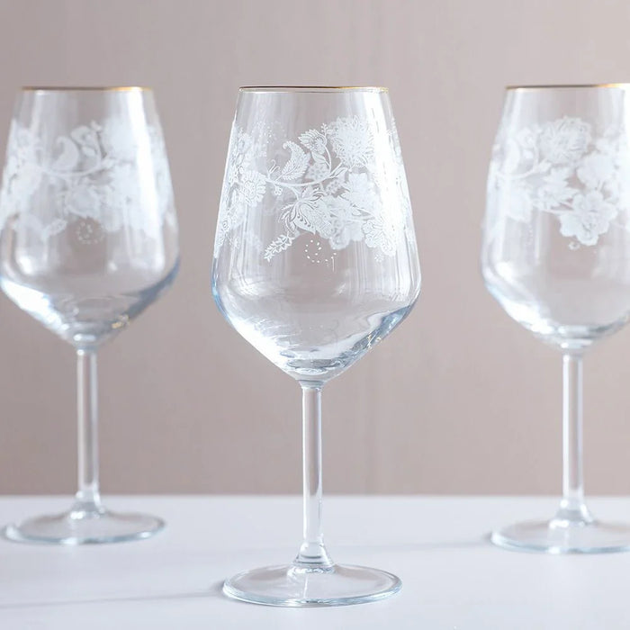 Rakle 4-Piece Real Gold Rim Wine Glass Set - 490 Ml
