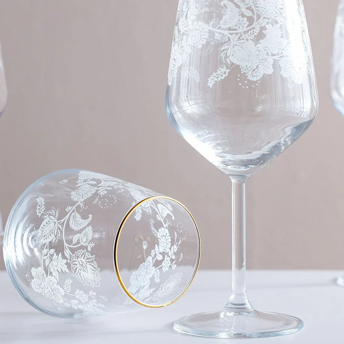 Rakle 4-Piece Real Gold Rim Wine Glass Set - 490 Ml