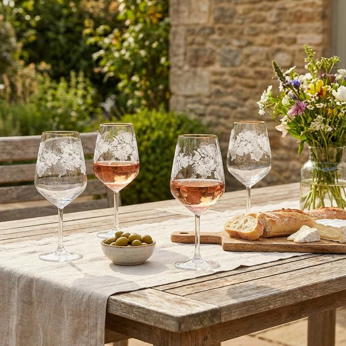 Rakle 4-Piece Real Gold Rim Wine Glass Set - 490 Ml