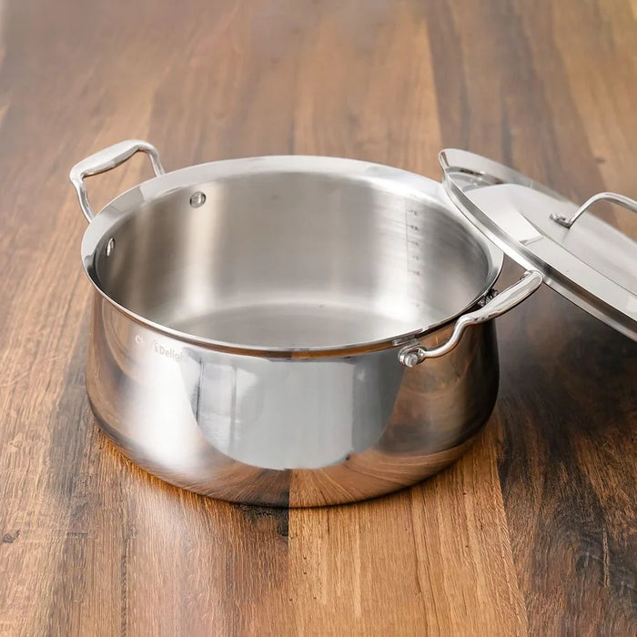 Chef's Delight Tri-Ply Stainless Steel Handi with Stainless Steel Lid, 28cm (8.5 L)