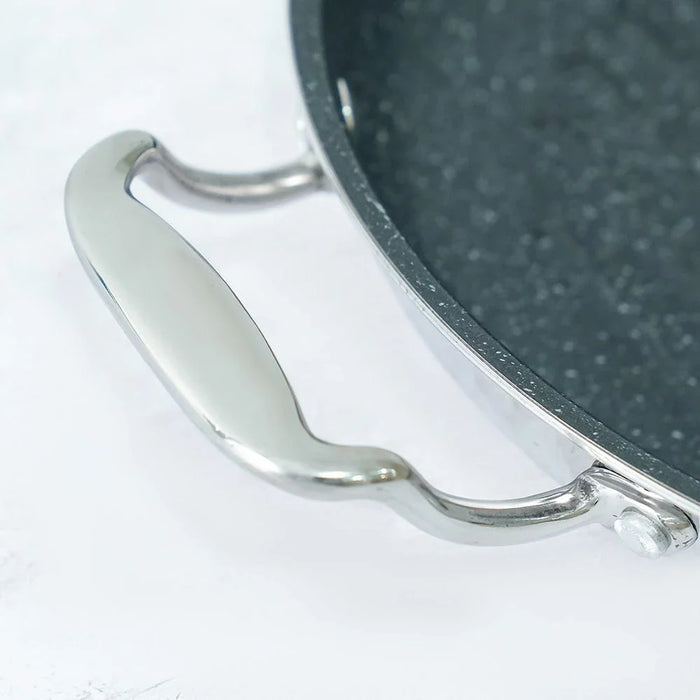 Chef's Delight Tri-Ply Stainless Steel Round Grill Pan with Quantanium Non-Stick Coating,26CM