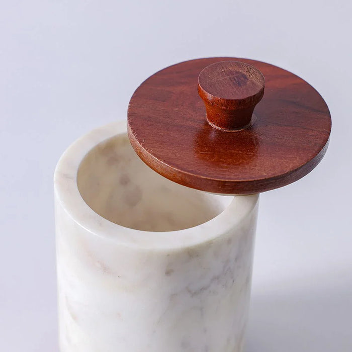 Loretta Storage Jar Marble,Wood 10X10X17Cm
