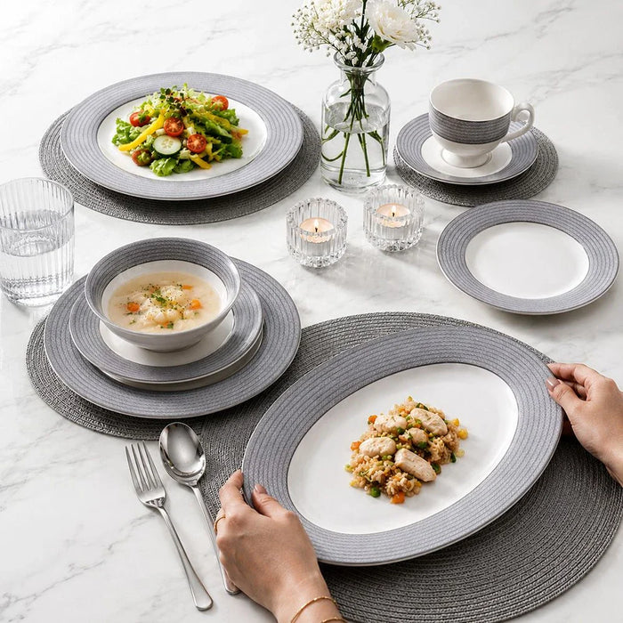 Noor 32-Piece New Bone China Dinner Set -Serves 6