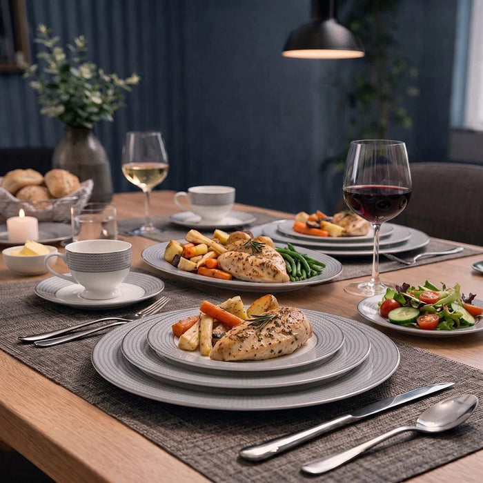 Noor 32-Piece New Bone China Dinner Set -Serves 6