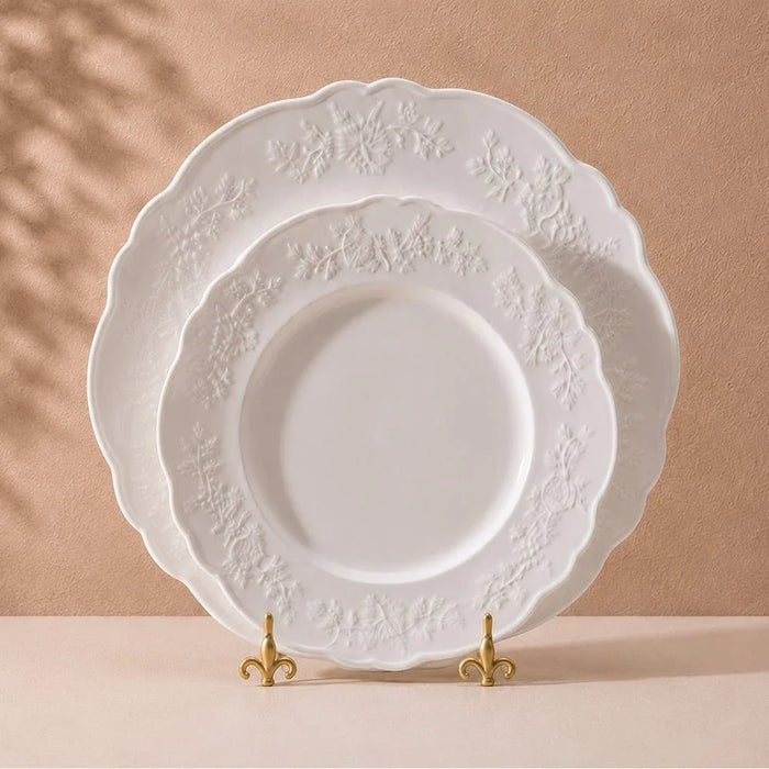 Apollo 16-Piece Geometric Embossed Porcelain Dinner Set -Serves 4