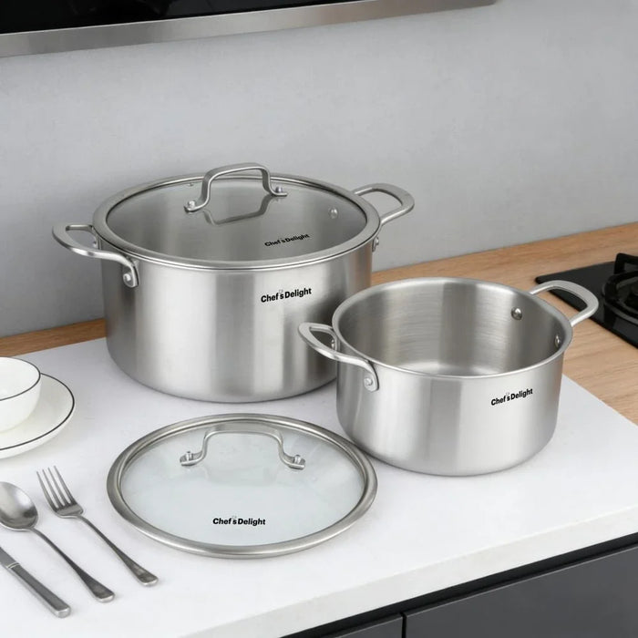 Chef's Delight  4-Piece Hammer Tri-ply Casserole Set -24,28CM