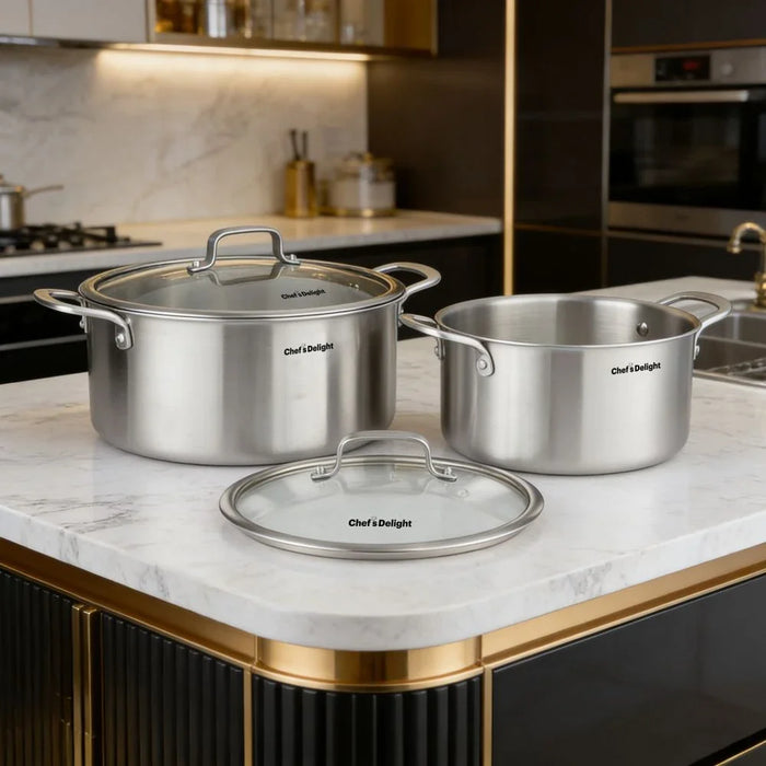 Chef's Delight  4-Piece Hammer Tri-ply Casserole Set -24,28CM