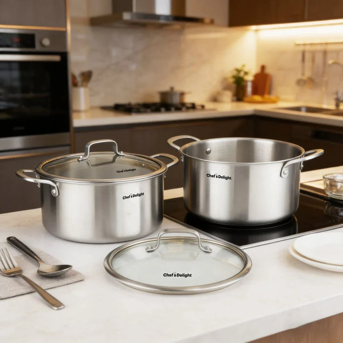 Chef's Delight  4-Piece Hammer Tri-ply Casserole Set -24,28CM